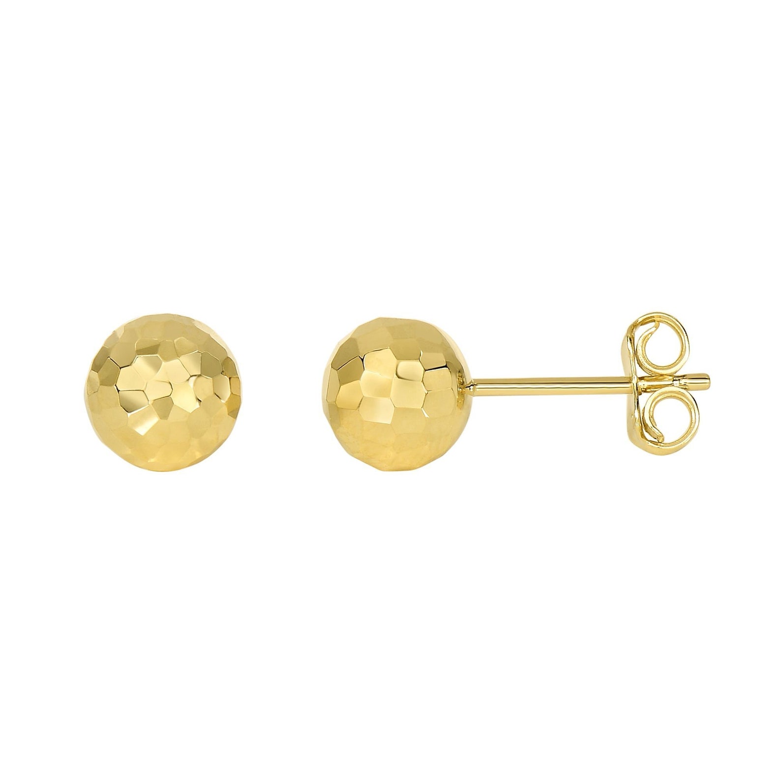 14kt Yellow Gold 7.0M Shiny Diamond Cut Ball Earring on Post - Etsy