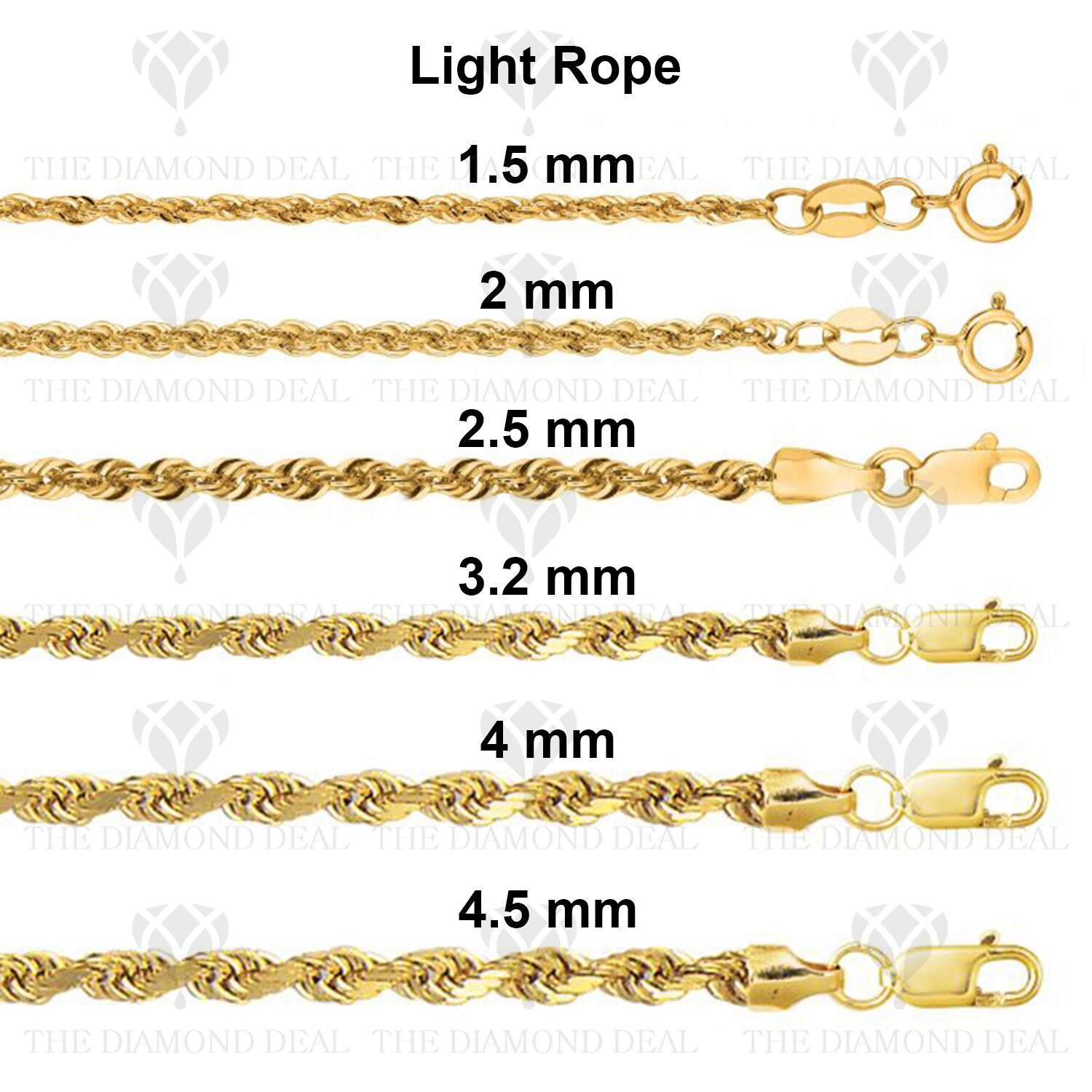 10K Yellow Gold Lite Rope Chain 