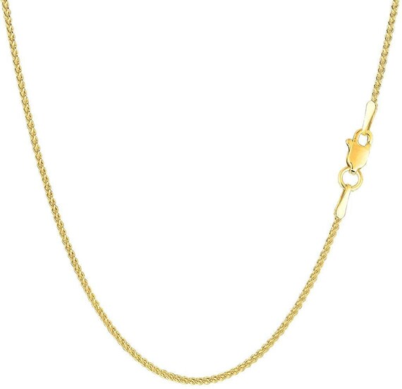 Solid 10K Yellow Gold Round Wheat Chain 