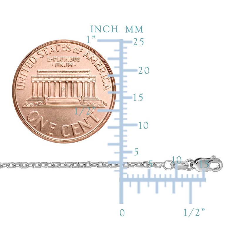 14K Solid White Gold 1.8mm Cable Link Pendant Necklace Chain High Polish All Sizes 16/'/' 30/'/' Inches High Quality Gold Gift