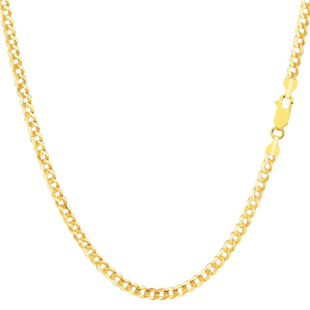 14k Solid Yellow Gold Cuban Curb Link Necklace Chain 20 - Etsy