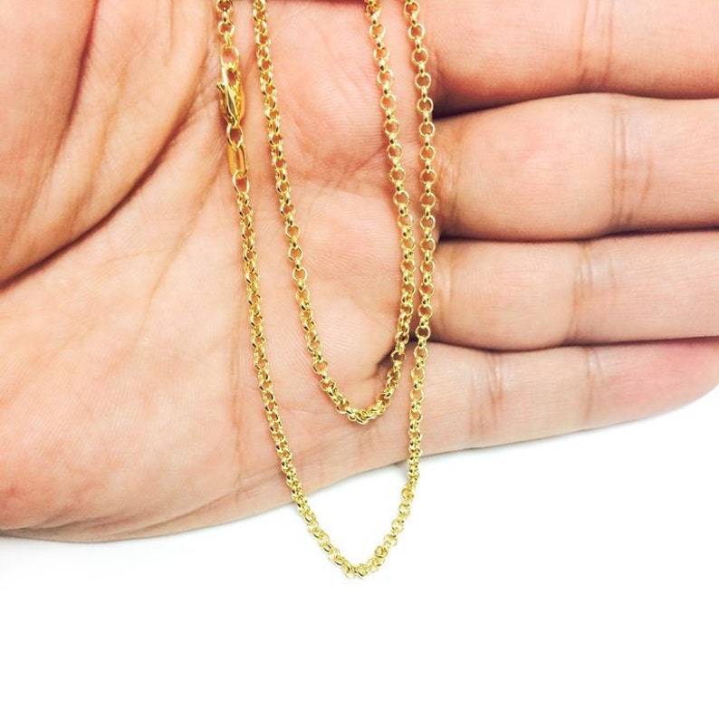14K Yellow Gold Rolo Link Necklace Chain 2.3mm Pendant All Sizes 7/'/' 30/'/' Inches Sturdy Jewelry Gift Sale