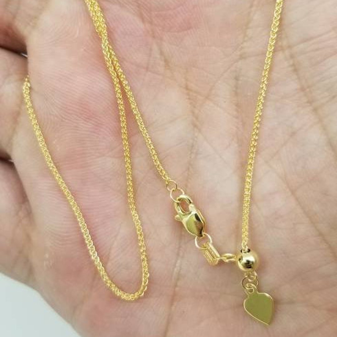 14K Solid Yellow Gold Wheat / Franco Adjustable Chain 1.0mm up - Etsy