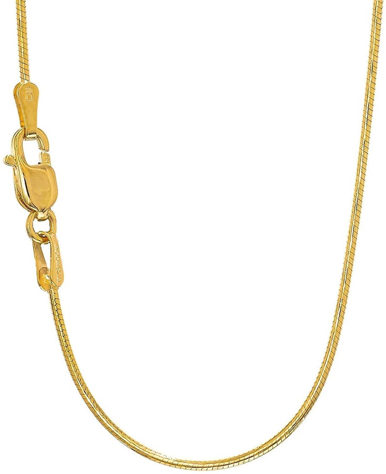 14K Solid Yellow Gold Round Snake Chain 0.9mm 16'' Etsy