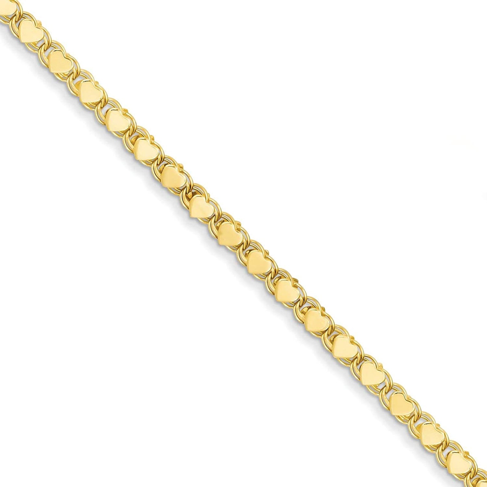 14K YELLOW GOLD HEART Link Chain / Necklace Shinny 2.9mm 5 1/2 Etsy