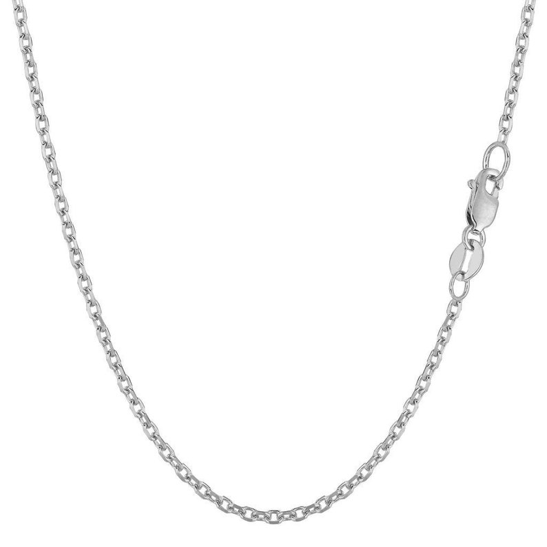14K Solid White Gold 1.8mm Cable Link Pendant Necklace Chain High Polish All Sizes 16/'/' 30/'/' Inches High Quality Gold Gift
