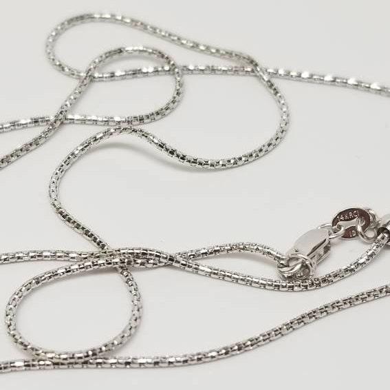 14K Solid White Gold Popcorn Chain 1.3mm Adjustable Necklace Etsy