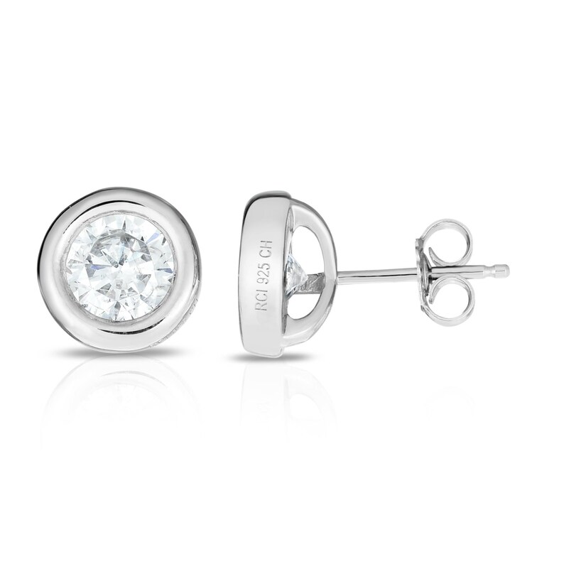 Silver with Rhodium Finish Earring with Push Back Clasp
