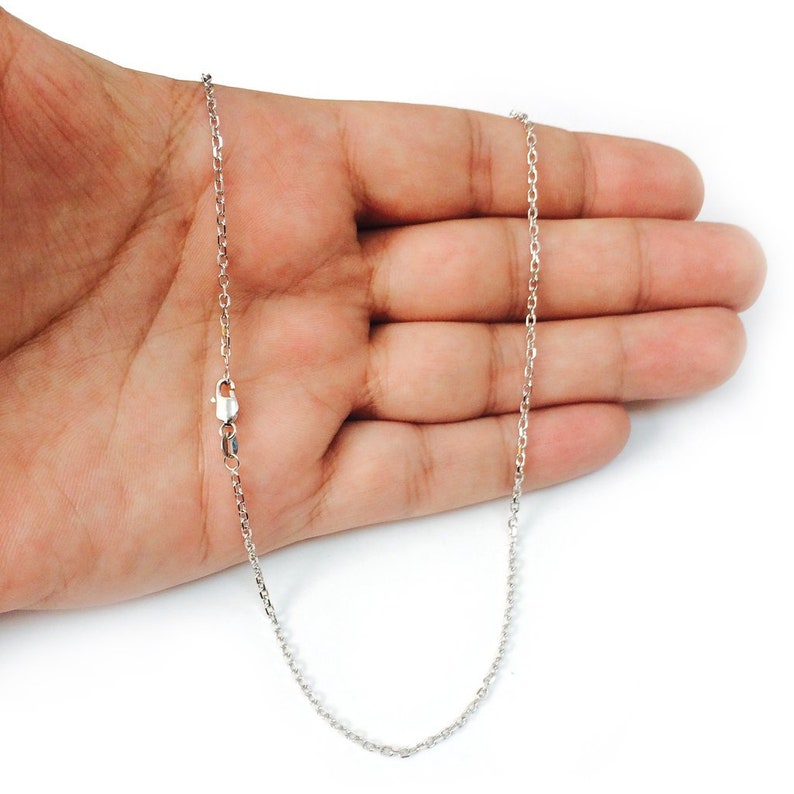 14K Solid White Gold 1.8mm Cable Link Pendant Necklace Chain High Polish All Sizes 16/'/' 30/'/' Inches High Quality Gold Gift