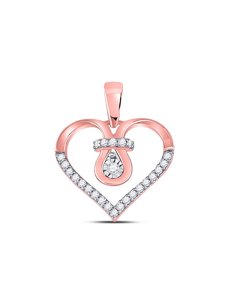 10kt Rose Gold Womens Round Diamond Knot Heart Pendant 18 Cttw