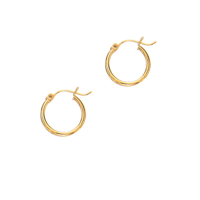 14K Yellow Gold Hoop Earrings 2.0mm X 15mm High Quality - Etsy