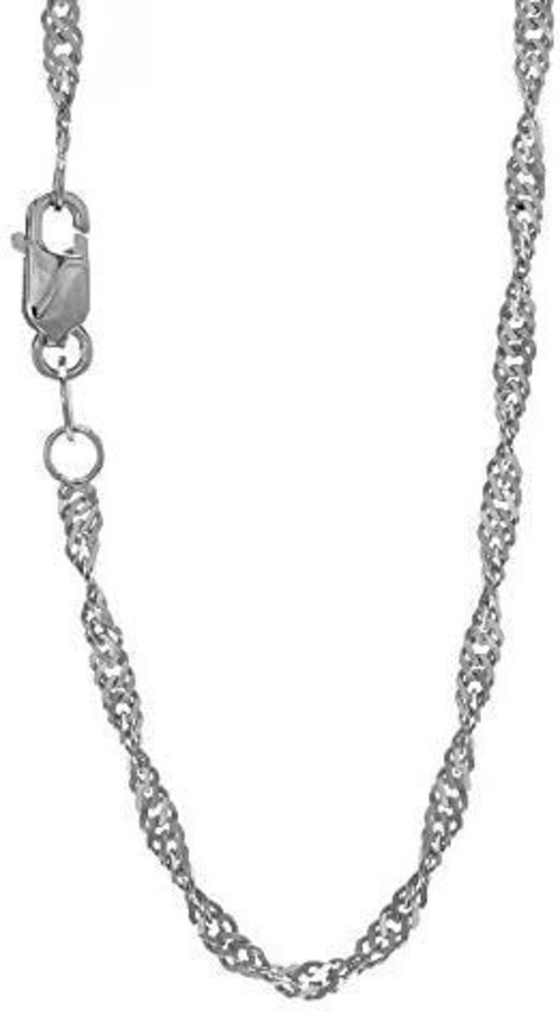 14K Solid White Gold Singapore Chain / Necklace 1.5mm Etsy