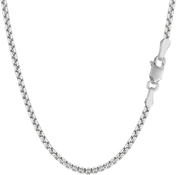 14K Classic Round Box Chain White Gold 