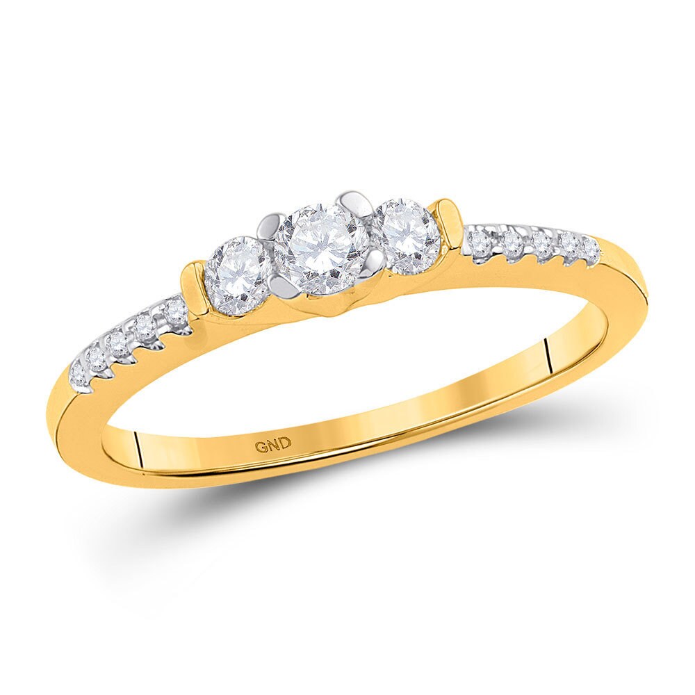 1/20 cttw, Size-4.5 3 Diamond Promise Ring in 14K White Gold G-H,I2-I3 1/20 cttw, Size-4.5 3 Diamond Promise Ring in 14K White Gold G-H,I2-I3