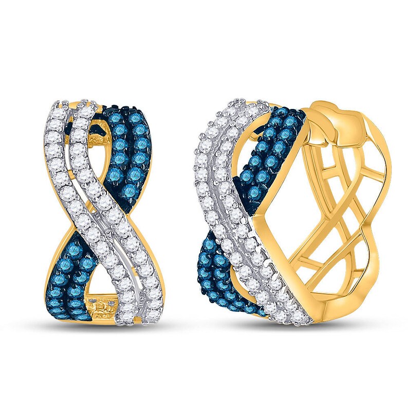 The Diamond Deal 10kt Yellow Gold Womens Round Blue Color Enhanc The Diamond Deal 10kt Yellow Gold Womens Round Blue Color Enhanc