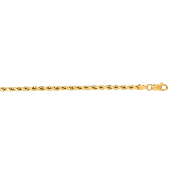 14k or Blanc Diamant Coupe Corde Chaîne Bracelet De Cheville