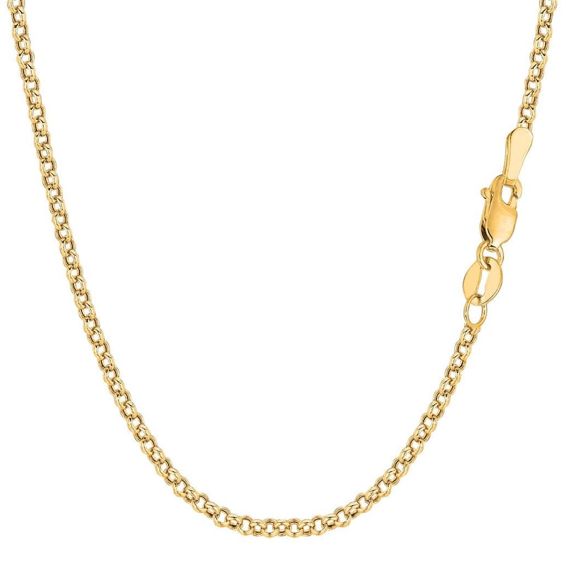 14K Yellow Gold Rolo Link Necklace Chain 2.3mm Pendant All Sizes 7/'/' 30/'/' Inches Sturdy Jewelry Gift Sale