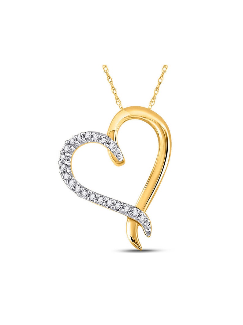 10kt Yellow Gold Womens Round Diamond Heart Pendant 110 Cttw
