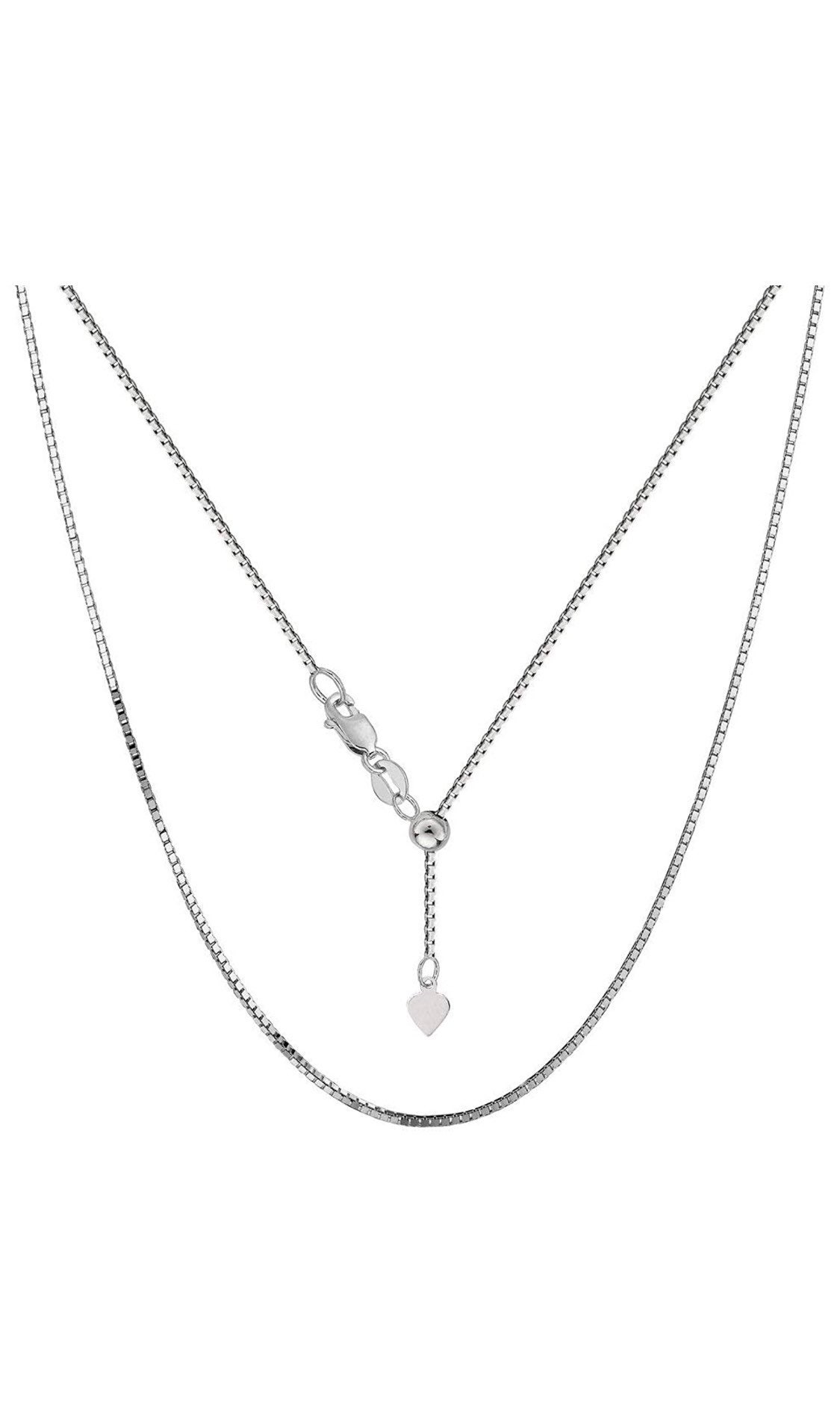 14K WHITE GOLD ADJUSTABLE Box Chain 1.1 