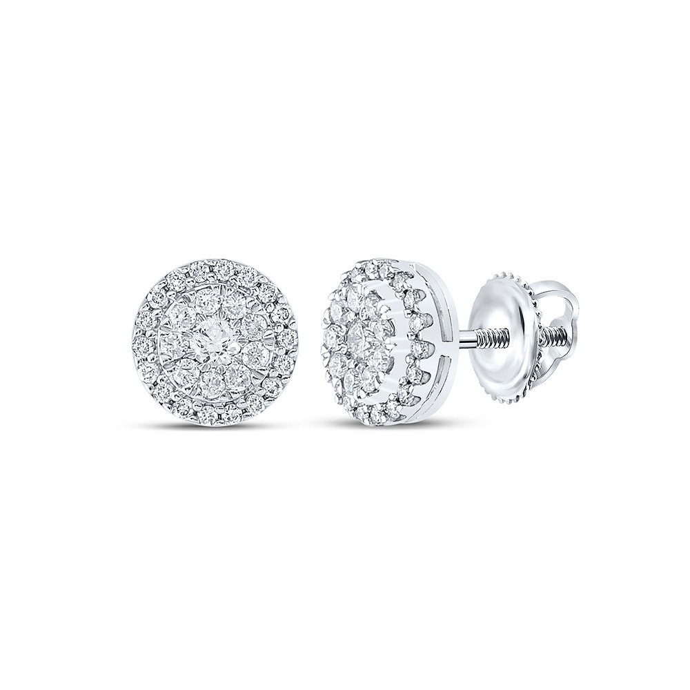 Jewel Tie Solid 10k White Gold Round Diamond Heart Stud Earrings 1/6 Cttw Jewel Tie Solid 10k White Gold Round Diamond Heart Stud Earrings 1/6 Cttw