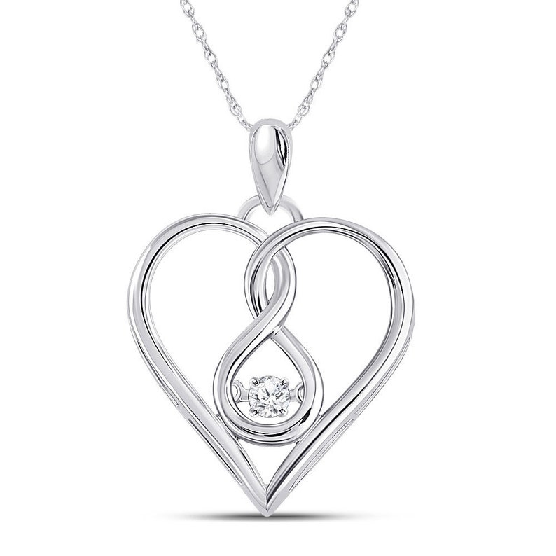 10kt White Gold Womens Round Moving Diamond Heart Pendant 120 Cttw