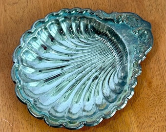 Vintage Silber überzogene Schale Schmuckstück Schale Seifenschale Muschelform