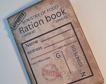 Vintage ration book, junk journal supplies.