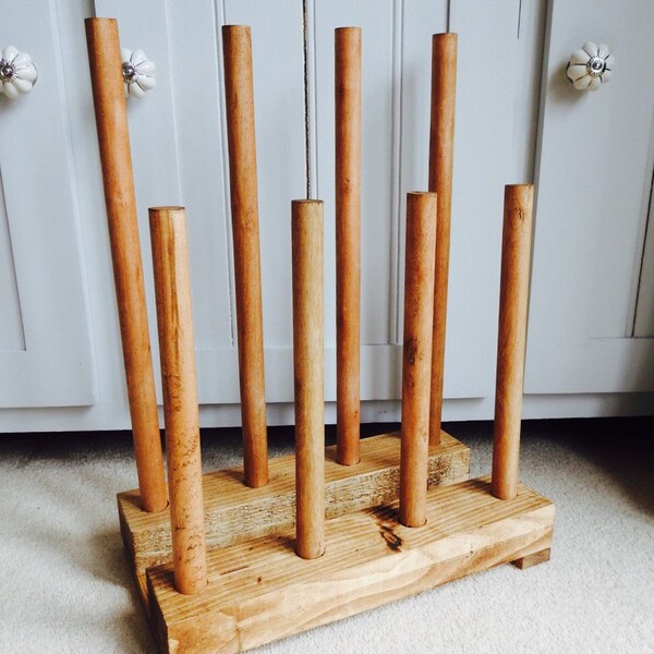 Rustic Handmade Waxed Wooden Welly Boot Stand / Boot Rack