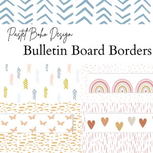 Bulletin Board Borders Printable Set of 8 Instant Download PDFs Boho Design image 1