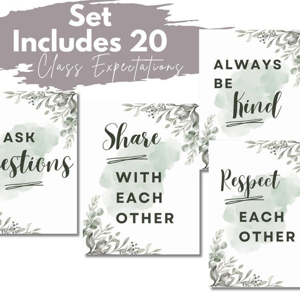 Class Expectations and Rules Printable Set | Instant Download