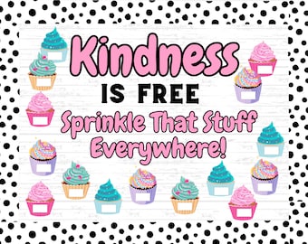 Kindness Cupcake Bulletin Board Kit Classroom Writing Activity Printable Bulletin Board Instant Download with Classroom Coloring Sheets