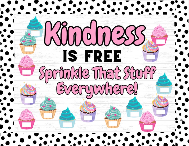 Kindness Cupcake Bulletin Board Kit Printable Instant Download image 1