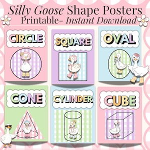 Shape Posters for Classroom Printable Silly Goose 2D Shape Posters and 3D Shape Posters for Preschool or Elementary School