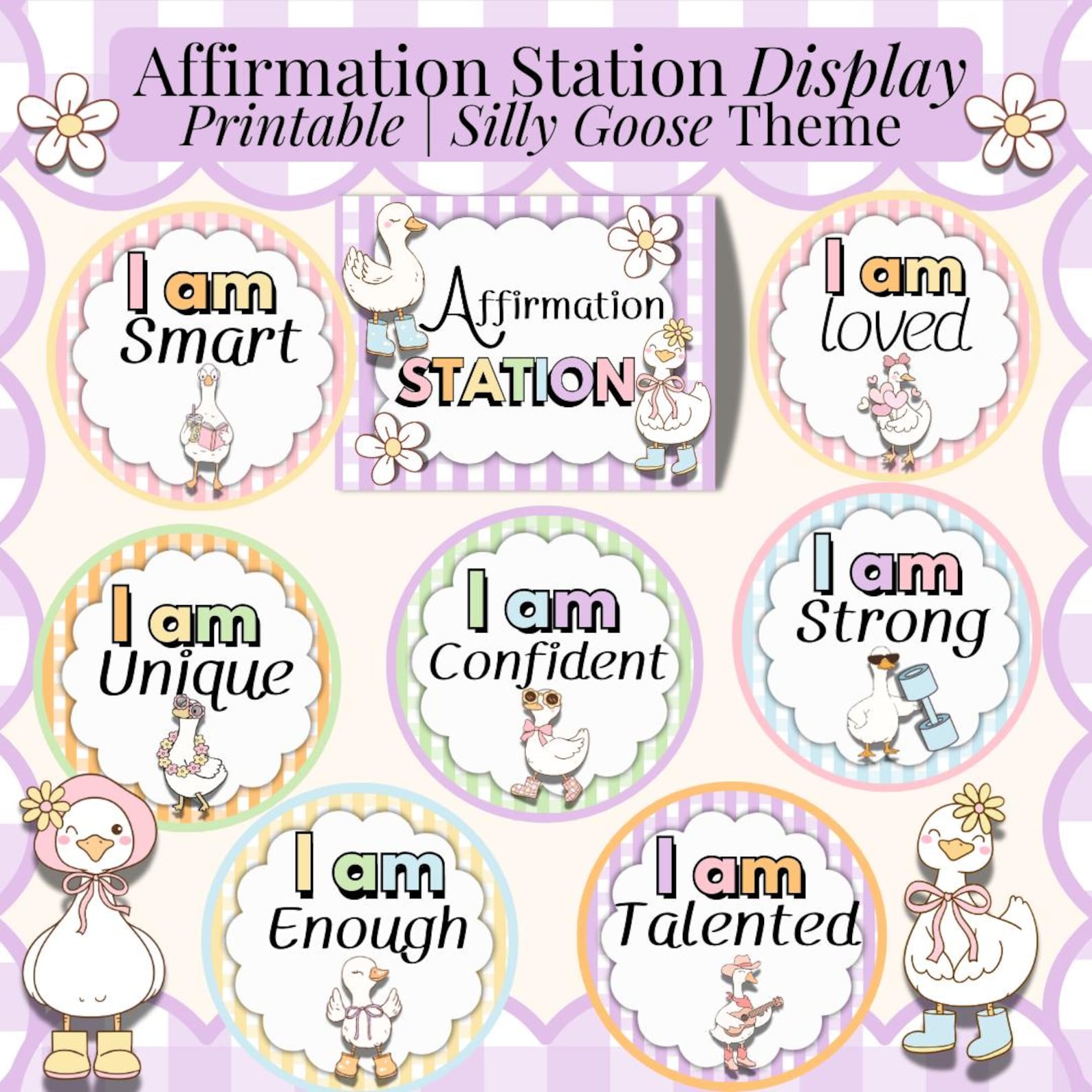 Affirmation Station Classroom Display Printable Silly Goose Theme ...