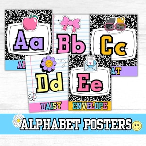 Alphabet Poster Klassenzimmer druckbar Zusammensetzung Notebook Klassenzimmer Dekor Varsity Patch Klassenzimmer Dekor Klassenzimmer Poster Grundschule