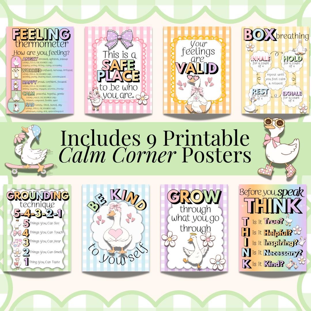 Calm Corner Classroom Posters Printable Silly Goose Classroom Theme ...