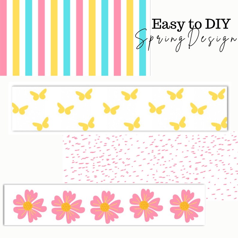 Spring Bulletin Board Borders Printable Set of 8 Instant Download Pdfs