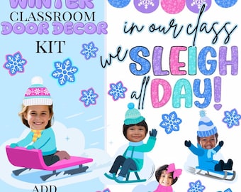 Christmas Classroom Door Decor Kit Printable Winter Bulletin Board Winter Classroom Door Decor We Sleigh All Day Class Door (PDF Download)