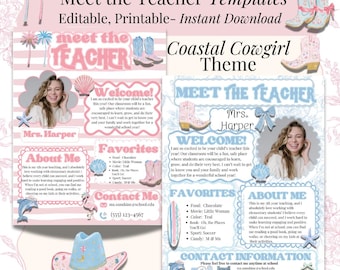 Meet the Teacher Template Editable Coastal Cowgirl Theme Meet the Teacher Canva Template Printable Digital Download