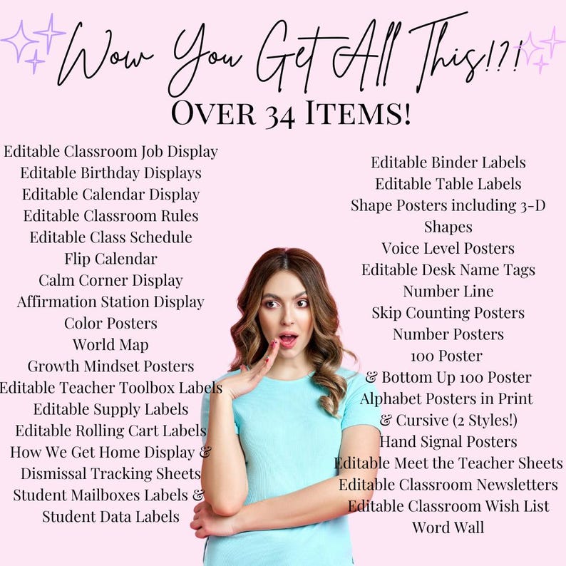 mega classroom decoration set printable with over 34 items