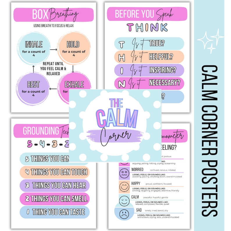 pastel calm corner posters perfect to decorate you classroom calm down corner