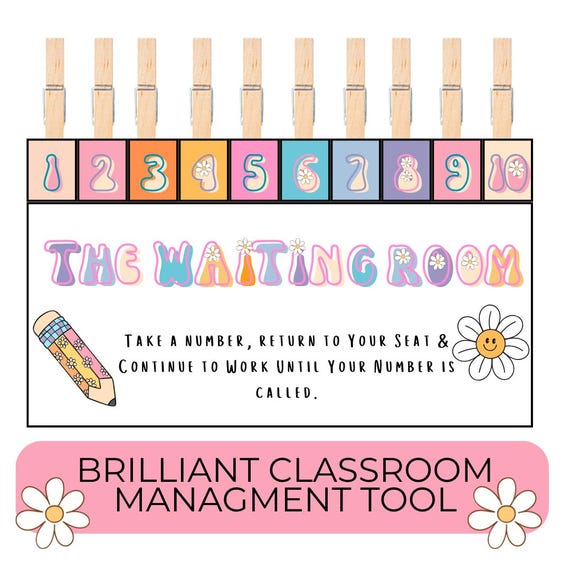 Waiting Room Classroom Management Printable: Retro Theme Teacher Resource