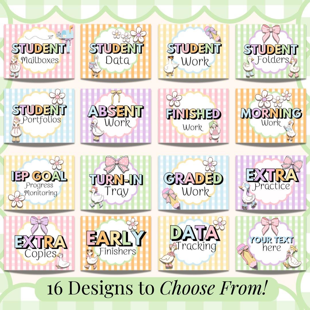 Classroom Mailbox Labels Silly Goose Theme Student Data Labels Class ...
