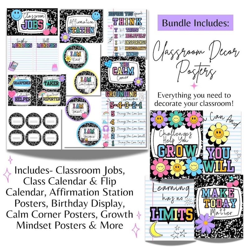 classroom decor composition notebook posters