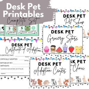 Desk Pet Adoption Certificate and Printable Set for Classroom | Instant Download