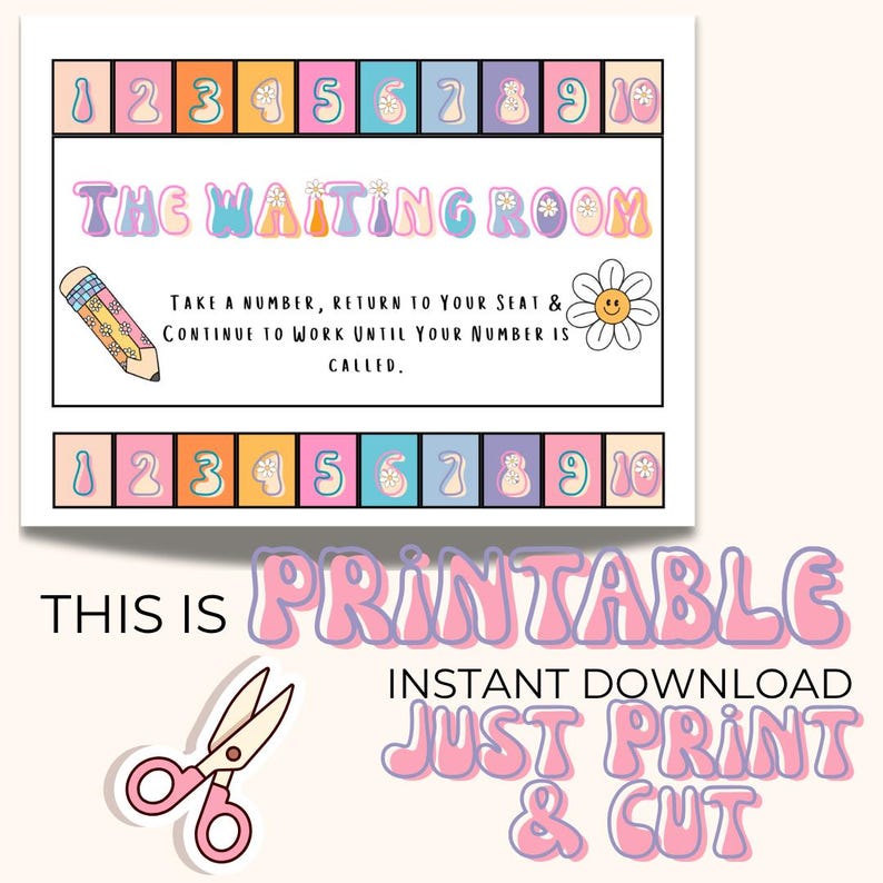 Waiting Room Classroom Management Printable: Retro Theme Teacher ...