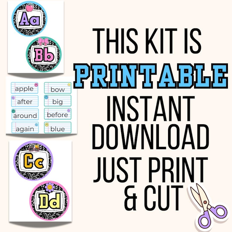 printable instant download composition notebook pastel posters