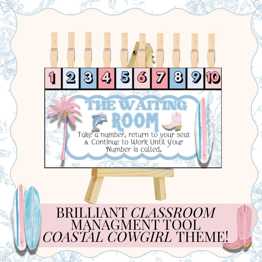 Waiting Room Classroom Management Tool Printable Coastal Cowgirl ...