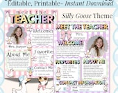 Meet the Teacher Template Editable Silly Goose Theme Meet the Teacher Canva Template Printable Digital Download