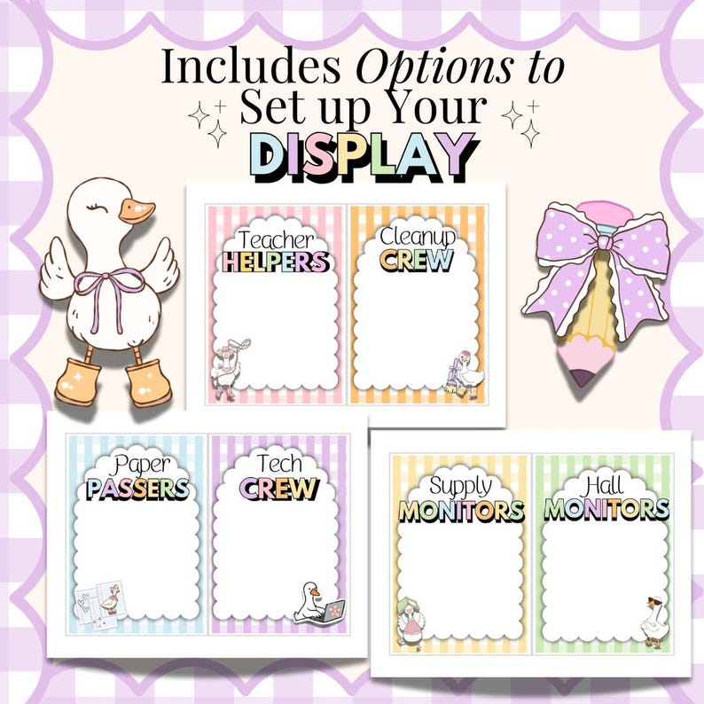 Classroom Job Chart Editable Printable Silly Goose Theme Classroom Job ...